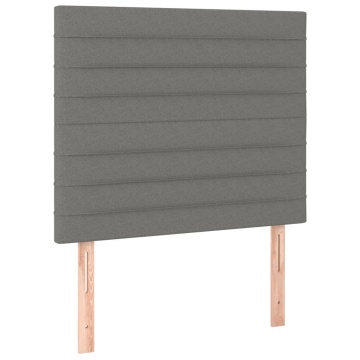 Tăblii de pat, 2 buc, gri închis, 90x5x78/88 cm, textil - Img 2