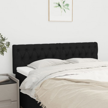Tăblii de pat, 2 buc, negru, 80x7x78/88 cm, textil - Img 1