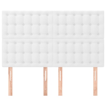 Tăblii de pat, 4 buc, alb, 72x5x78/88 cm, piele ecologică - Img 3