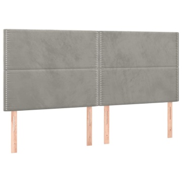 Tăblii de pat, 4 buc, gri deschis, 100x5x78/88 cm, catifea - Img 2