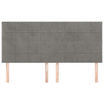Tăblii de pat, 4 buc, gri deschis, 80x5x78/88 cm, catifea - Img 3