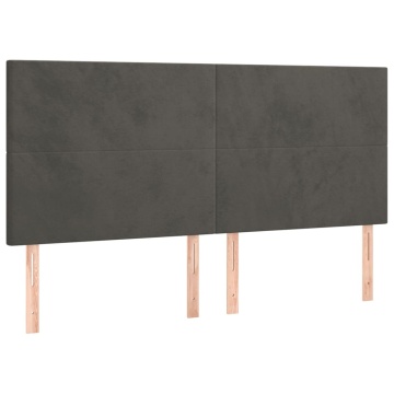 Tăblii de pat, 4 buc, gri închis, 90x5x78/88 cm, catifea - Img 2
