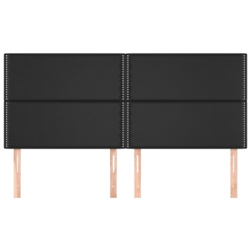 Tăblii de pat, 4 buc, negru, 100x5x78/88 cm, piele ecologică - Img 3