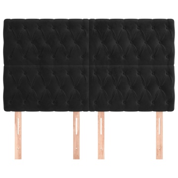 Tăblii de pat, 4 buc, negru, 72x7x78/88 cm, catifea - Img 3