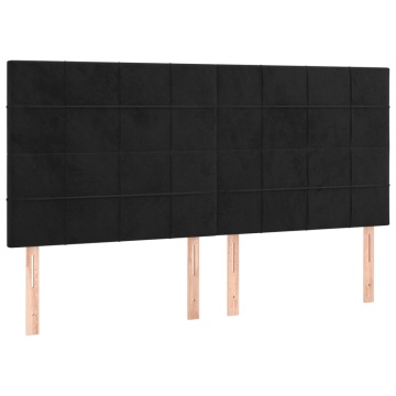 Tăblii de pat, 4 buc, negru, 80x5x78/88 cm, catifea - Img 2