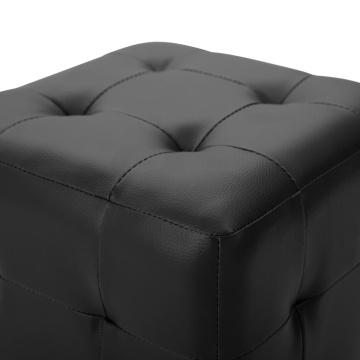Taburet, 2 buc., negru, 30 x 30 x 30 cm, piele ecologică - Img 4