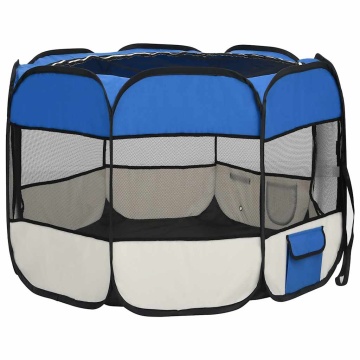 Țarc joacă pliabil câini cu sac transport albastru 90x90x58 cm - Img 4