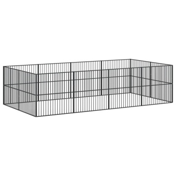 Țarc pentru câini cu 12 panouri, negru, oțel galvanizat - Img 10