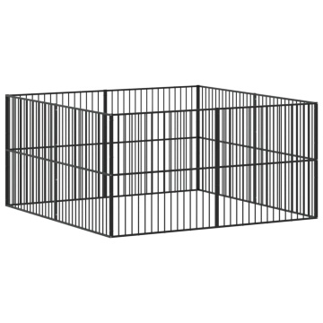 Țarc pentru câini cu 8 panouri, negru, oțel galvanizat - Img 9