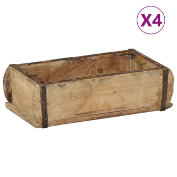Tăvi 4 buc 30x15x9 cm Lemn Masiv Recuperat - Img 2