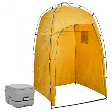 Toaletă portabilă de camping cu cort, 10+10 L - Img 1