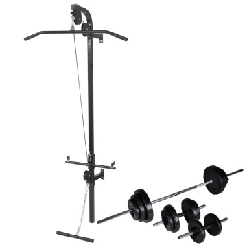 Turn de forță montat pe perete cu set haltere & gantere 30,5 kg - Img 1