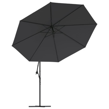 Umbrelă consolă de grădină cu stâlp din aluminiu, negru, 350 cm - Img 4