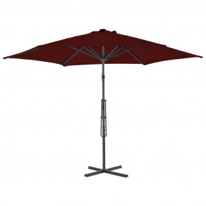 Umbrelă de exterior cu stâlp din oțel, bordo, 300x230 cm - Img 4