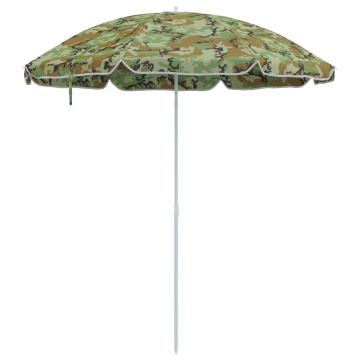 Umbrela de plajă cu pol de metal Camuflaj 161x193 cm Poliester - Img 2