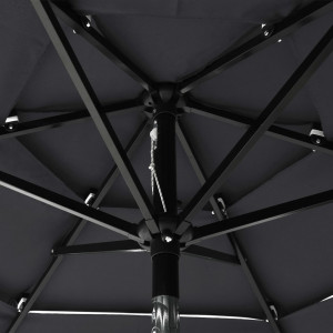 Umbrelă de soare 3 niveluri, stâlp de aluminiu, antracit, 2 m - Img 2