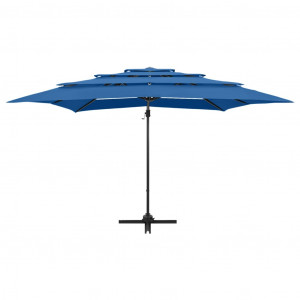 Umbrelă de soare 4 niveluri, stâlp aluminiu, azuriu, 250x250 cm - Img 4