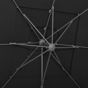 Umbrelă de soare 4 niveluri stâlp aluminiu negru 250x250 cm - Img 2