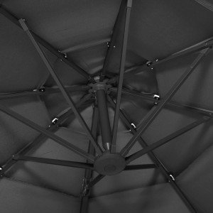 Umbrelă de soare 4 niveluri, stâlp de aluminiu, antracit, 3x3 m - Img 2