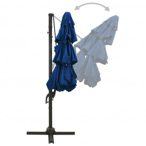 Umbrelă de soare 4 niveluri, stâlp de aluminiu, azuriu, 3x3 m - Img 5