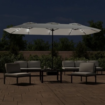 Umbrelă de soare cu două capete cu LED, alb nisipiu, 449x245 cm - Img 3