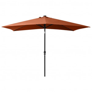 Umbrelă de soare cu LED-uri & stâlp din oțel, cărămiziu, 2x3 m - Img 8