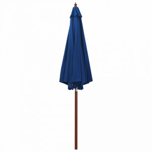 Umbrelă de soare cu stâlp din lemn, albastru, 300 x 258 cm - Img 8