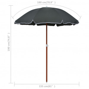 Umbrelă de soare cu stâlp din oțel, antracit, 180 cm - Img 5