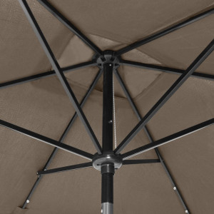 Umbrelă de soare cu stâlp din oțel & LED-uri, gri taupe, 2x3 m - Img 2