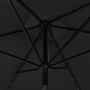 Umbrelă de soare cu stâlp din oțel & LED-uri, negru, 2x3 m - Img 2