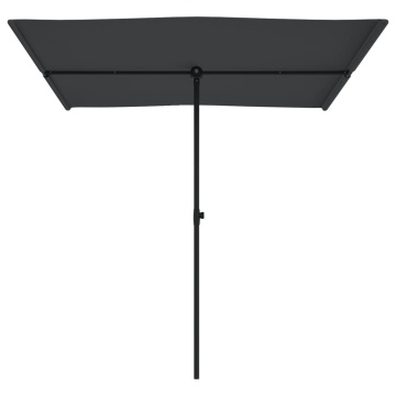 Umbrelă de soare de exterior, stâlp aluminiu, negru, 2 x 1,5 cm - Img 4