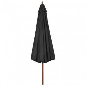 Umbrelă de soare de exterior, stâlp din lemn, antracit, 330 cm - Img 3