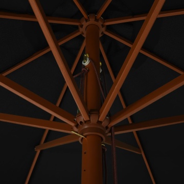 Umbrelă de soare de exterior, stâlp din lemn, negru, 330 cm - Img 4