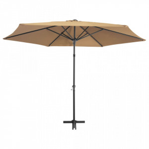 Umbrelă de soare de exterior, stâlp din oțel, gri taupe, 300 cm - Img 4