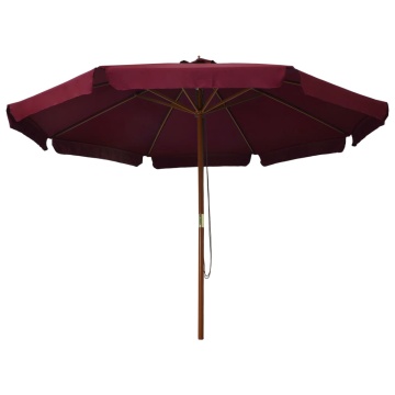 Umbrelă de soare de exterior, stâlp lemn, roșu burgund, 330 cm - Img 2