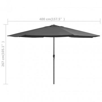Umbrelă de soare de exterior, stâlp metalic, antracit, 400 cm - Img 6