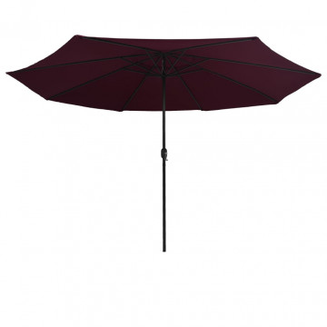 Umbrelă de soare de exterior, stâlp metalic, roșu bordo, 400 cm - Img 3
