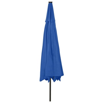 Umbrelă de soare de grădină cu LED-uri, albastru azuriu, 400 cm - Img 7