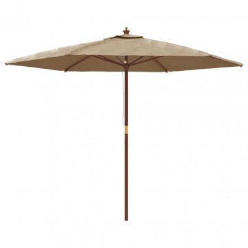Umbrelă de soare de grădină stâlp de lemn, gri taupe, 299x240cm - Img 2