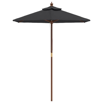 Umbrelă de soare de grădină stâlp din lemn, negru, 196x231 cm - Img 3