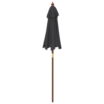 Umbrelă de soare de grădină stâlp din lemn, negru, 196x231 cm - Img 8