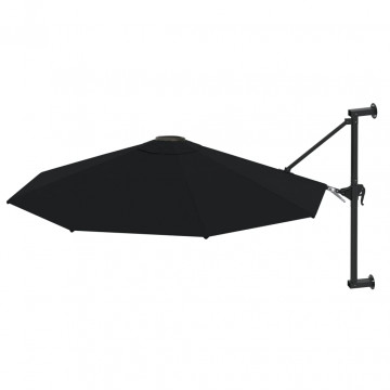 Umbrelă de soare de perete cu stâlp metalic, negru, 300 cm - Img 2