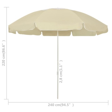 Umbrelă de soare de plajă, galben nisipiu, 240 cm - Img 5