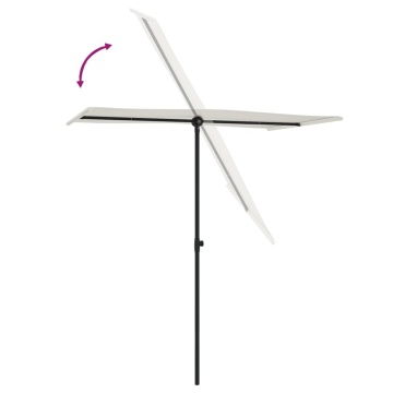 Umbrelă de soare exterior stâlp aluminiu alb nisipiu 180x110 cm - Img 5