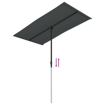 Umbrelă de soare exterior, stâlp aluminiu, antracit, 180x110 cm - Img 6