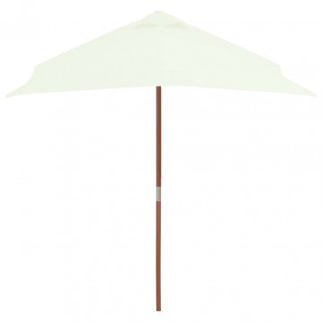 Umbrelă de soare, exterior, stâlp lemn, 150x200 cm, nisipiu - Img 3
