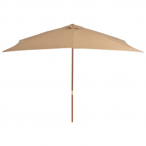 Umbrelă de soare, exterior, stâlp lemn, 200x300 cm, gri taupe - Img 4