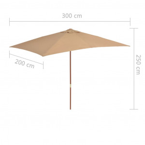 Umbrelă de soare, exterior, stâlp lemn, 200x300 cm, gri taupe - Img 6