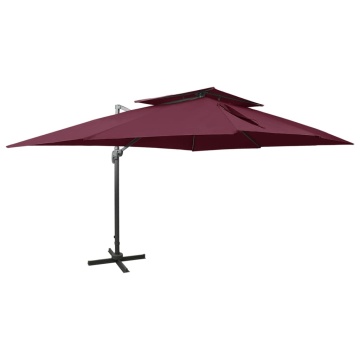Umbrelă în consolă cu înveliș dublu, roșu bordo, 400x300 cm - Img 1