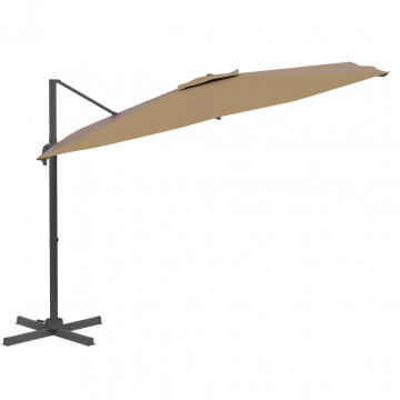 Umbrelă în consolă cu LED, gri taupe, 400x300 cm - Img 8
